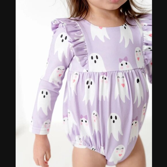 Purple Girly Ghost Leah Romper 0-3 Months